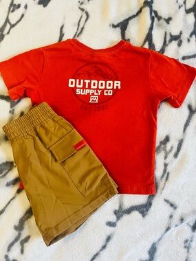 2 Piece/Size 4T (Boys) Outdoor Supply Co. Orange/Tan MatchingT-Shirt/Short Set